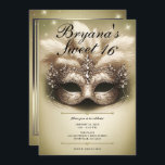Convite Mascarada Doce Dourado 16 Foto Aniversário<br><div class="desc">Personalize como quiser. Substitua a foto no verso por sua própria foto ou remova a foto juntos.</div>