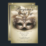 Convite Mascarada Doce Dourado 16 Foto Aniversário<br><div class="desc">Personalize como quiser. Substitua a foto no verso por sua própria foto ou remova a foto juntos.</div>