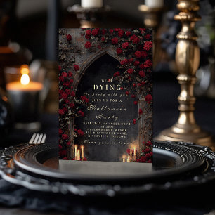 Convite Mascarada Gótica Rosa de Catedral Negra