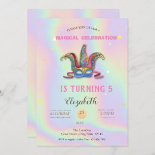 Convite Mascarada Holographic Birthday