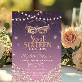 Convite Mascarada,Luzes de Corda,Renda Sweet 16