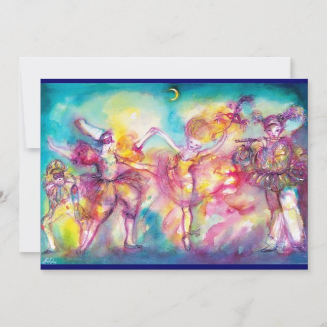 Convite MASCARADA, Mardi Gras Máscaras, Dança, Música (Frente)