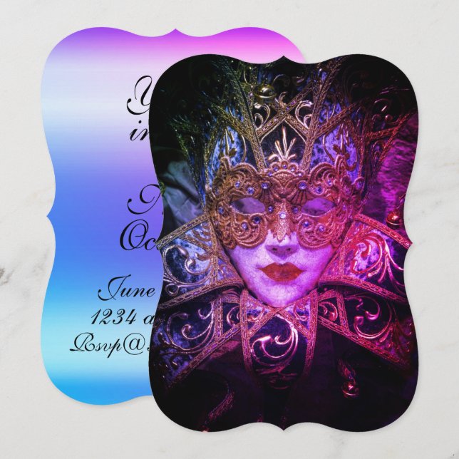 Convite Mascarada mask elegante gótico vitoriano (Frente/Verso)