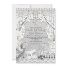 Mascarada Pearls Diamond Bling Invitation
