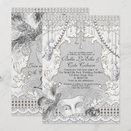 Convite Mascarada Pearls Diamond Bling Invitation