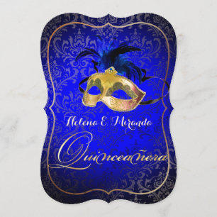 Convite Mascarada PixDezines/Azul/corDIY!