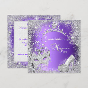 Convite Mascarada Quinceanera 15º Tiaro Sapato Roxo