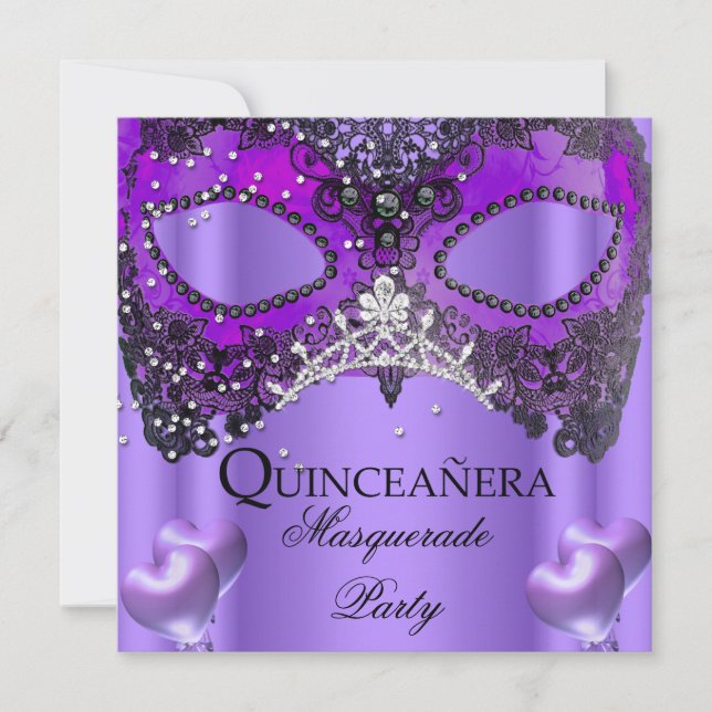 Convite Mascarada Quinceanera 15 Aniversário da Máscara Ro (Frente)