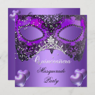 Convite Mascarada Quinceanera 15 Aniversário Roxo