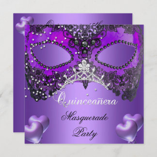 Convite Mascarada Quinceanera 15 Aniversário Roxo