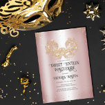 Convite Mascarada Sparkly Dourada Glitter Rosa Doce 16<br><div class="desc">Este mascarada moderno e quic doce de dezesseis convites de aniversário é perfeito para a menina moderna e na moda. Ele apresenta uma máscara de mascarada brilhante de ouro cintilante desenhada por personalização sobre um fundo de sonho rosa e um confete brilhante. É elegante, glamouroso, feminino, e moda; a design...</div>