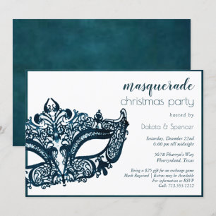 Convite Mascarada Teal Festa de Natal de Turquesa Escura