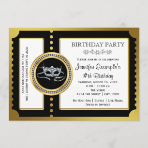 Convite Mascarada Ticket Party