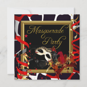 Convite Máscaras de Festa de Mascarada Dourado Selvagem Ve
