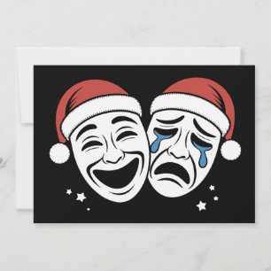 Convite Máscaras de Teatro de Natal Comédia Tragédia Chapé