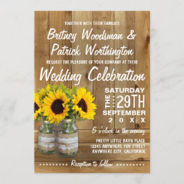 Convite Mason Jar Burlap Sunflower Wedtions