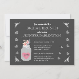 Convite Mason Jar Chalkboard Rustic Bridal Brunch A01D