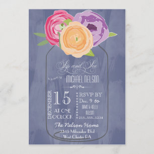 Convite Mason Jar Chalkboard Sip and See