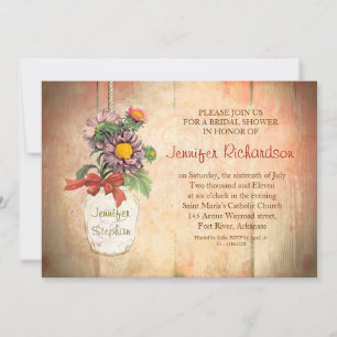 Convite Mason jar com chá de panela de flores