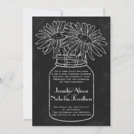 Convite Mason Jar com Daisies no Casamento Chalkboard