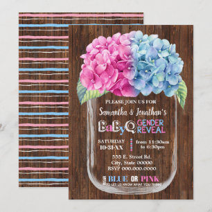 Convite Mason jar country chic gender revelam rosa ou azul