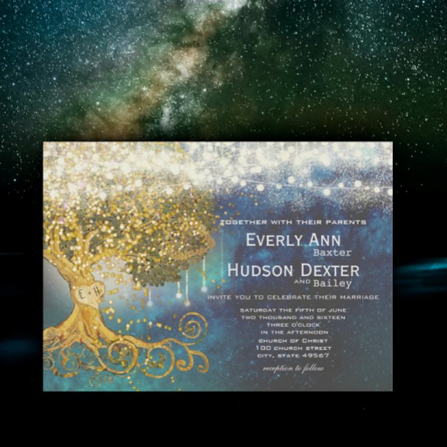 Convite Mason Jar Fairytale Blue Opulence e Dourado Casame (Criador carregado)