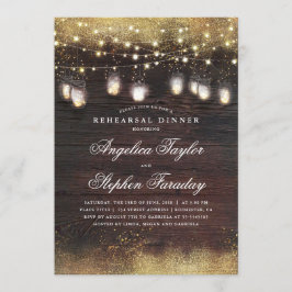 Convite Mason Jar Lights Rustic Wood Janto de ensaio