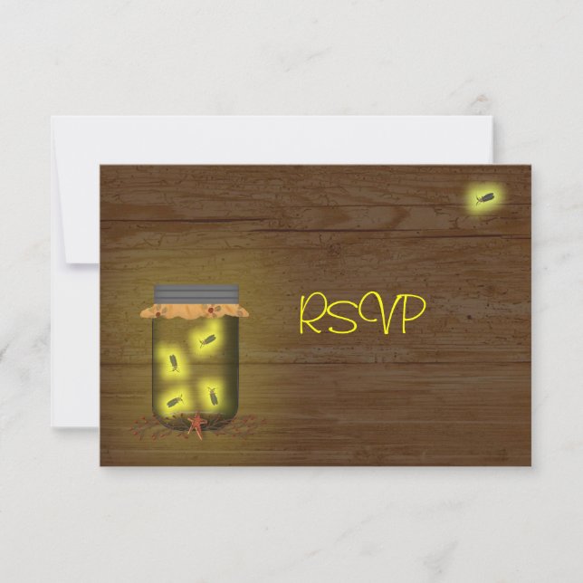 Convite Mason Jar Of Fireflies Reception RSVP (Frente)