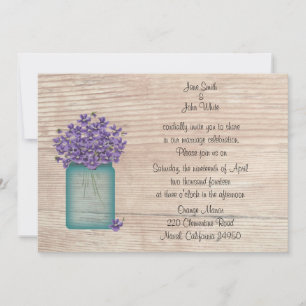 Convite Mason Jar Of Violets Weditation