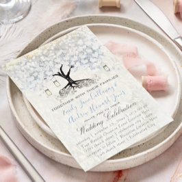 Convite Mason Jar Powder Blue Heart Tree Damask