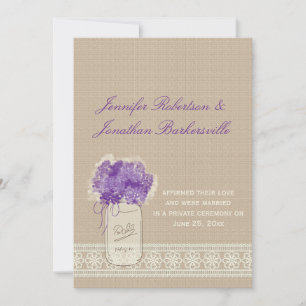 Convite Mason Jar Purple Flowers Casamento Poste
