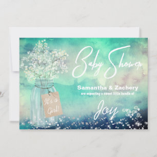 Convite *~* Mason Jar Rustic Baby Brear Chá de fraldas