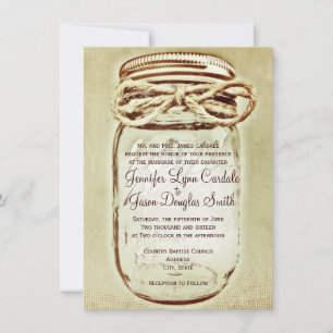 Convite Mason Jar Rustic Country Wedings Invtions