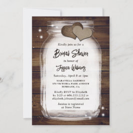 Convite Mason Jar Rustic Country Wood Burlap Chá de panela