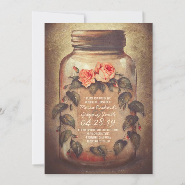 Convite Mason Jar Rustic Wedings Invtions (Frente)