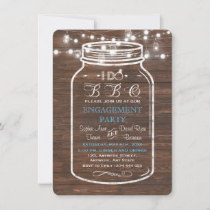 Convite Mason Jar Wood String Luzes I Do CHURRASCO Noivado