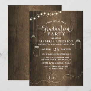 Convite Mason Jars String Luz Formatação Rústica De Madeir