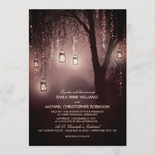 Convite Mason Jars String Luzes Elegante Casamento Russo