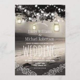 Convite Mason Jars String Luzes Elegante Casamento Russo