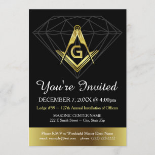 Convite Masônico   Modelo de Diamante Dourado e p
