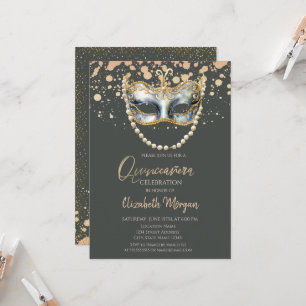Convite Masque Pérolas,Confete Máscara de Quinze Anos