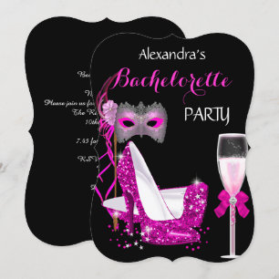 Convite Masquerade Champagne Despedida de Solteira Rosa Qu