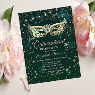 Convite Masquerade, Estrelas Verdes Quinceañera