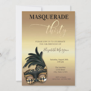 Convite Masquerade Gold 30º Aniversário 