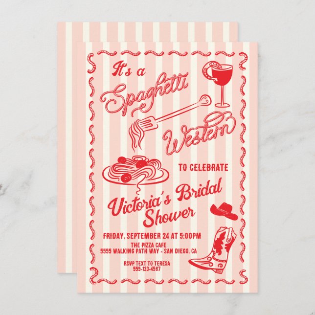 Convite Massa de Cowboy Italiano do Spaghetti Western Dese (Frente/Verso)