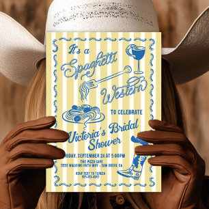 Convite Massa de Cowboy Italiano Western Espaguete Desenha