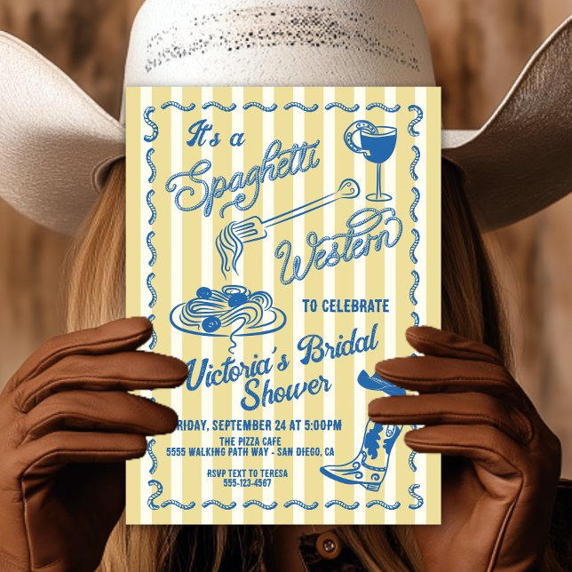 Convite Massa de Cowboy Italiano Western Espaguete Desenha (Criador carregado)