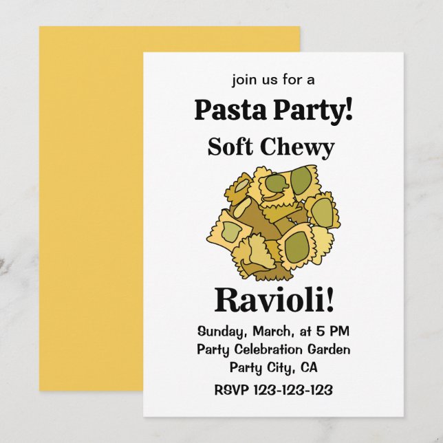 Convite Massa de Ravioli Comida Italiana (Frente/Verso)