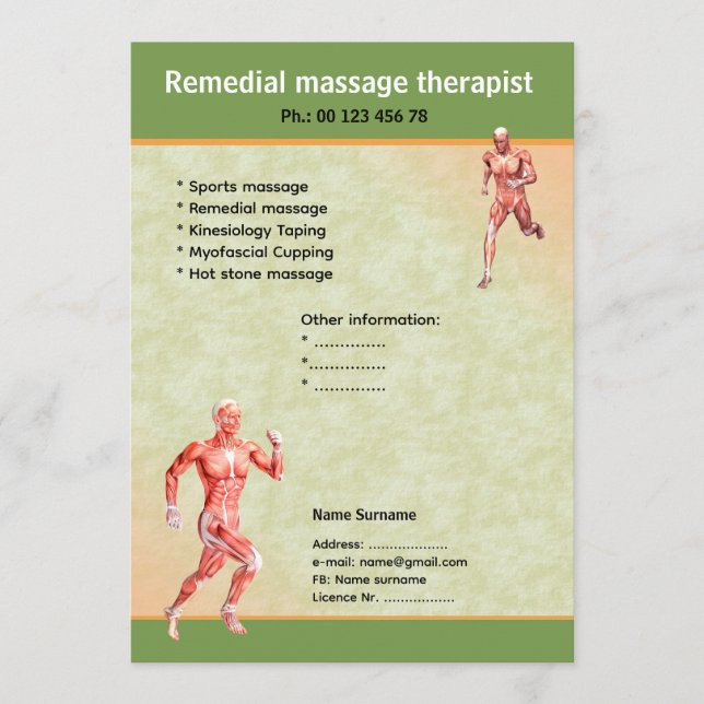 Convite massage therapist  flyer template  (Frente)
