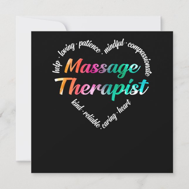Convite Massage Therapist Massage Therapist Heart Word Clo (Frente)